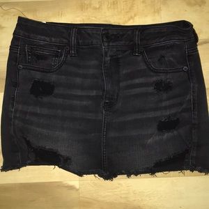 Distressed Mini Black Skirt